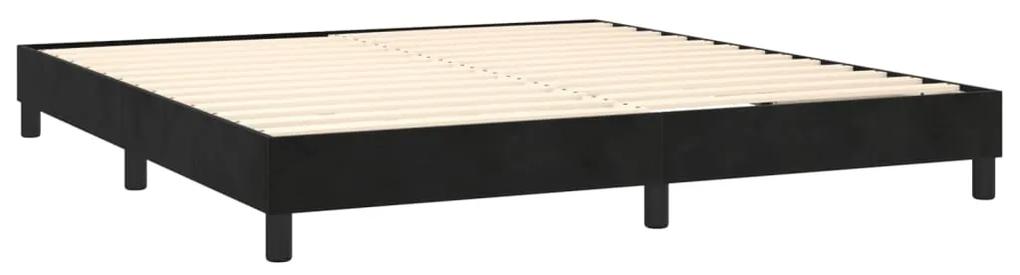 Pat box spring cu saltea, negru, 180x200 cm, catifea Negru, 180 x 200 cm, Design simplu