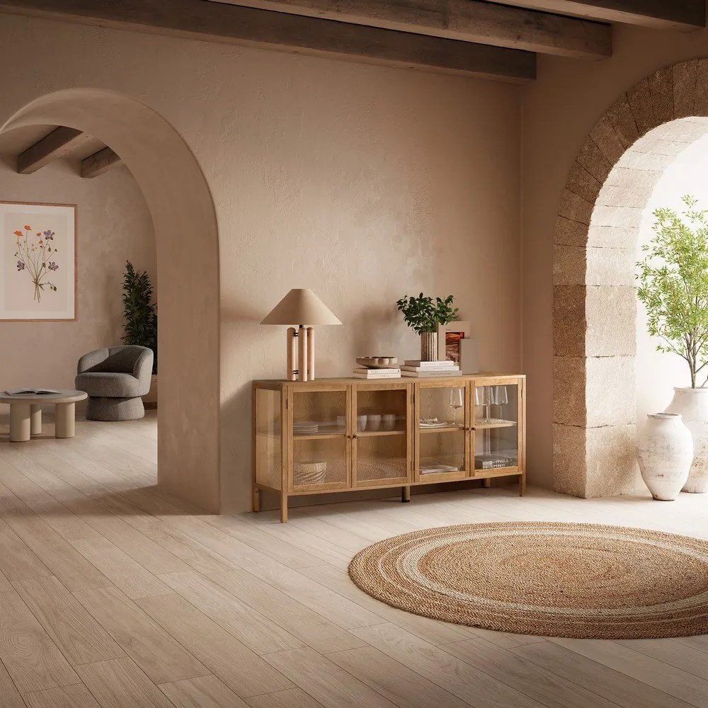 Vitrină în culoare naturală cu aspect de lemn de stejar 180x80x40 cm Ceci – MOME