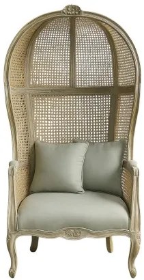 Fotoliu clasic francez, stil Louis XV–XVI, din lemn masiv și trestie naturală, 87x73x163 cm, Aveline
