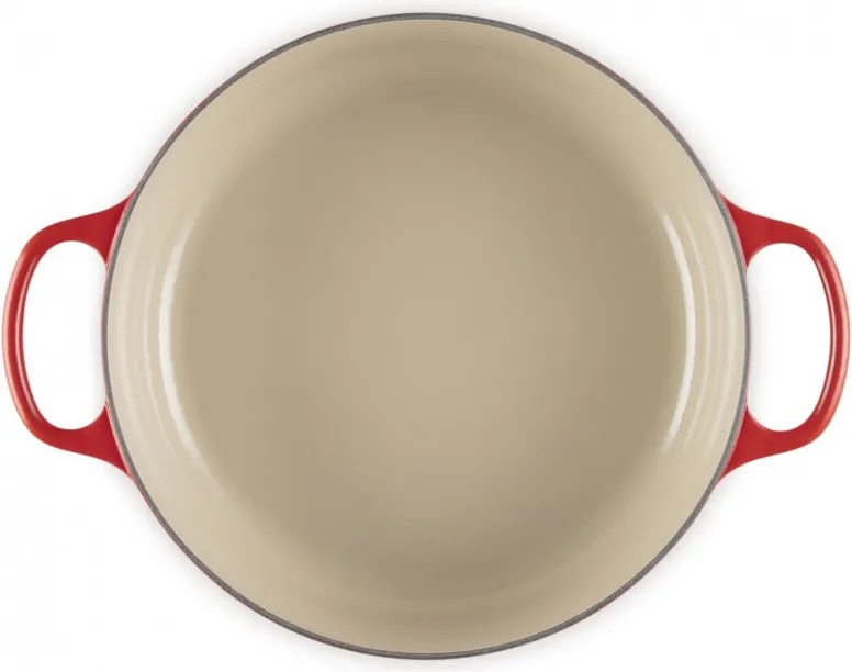 Tigaie din fonta Le Creuset 21179300602430, 30 cm, 6,2 l, Capac etans pentru pastrarea aromelor, Cuptor pana la 260°C, Toate plitele inclusiv inductie, Rosu