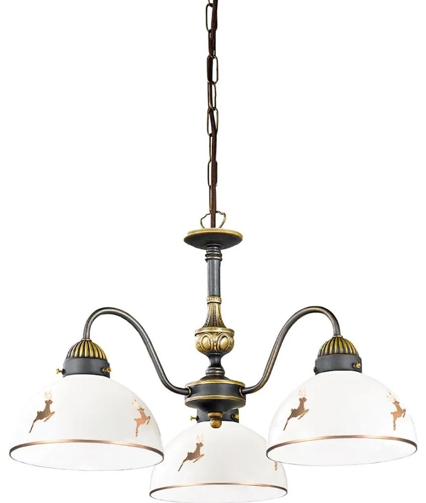 Kolarz 731.83.150 - Lustru pe lanț NONNA 3xE27/75W/230V, cu cerbi, roz auriu