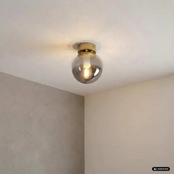 Plafonieră ELIAS 1xE14/5W/230V Ø 13 cm auriu/gri fumuriu
