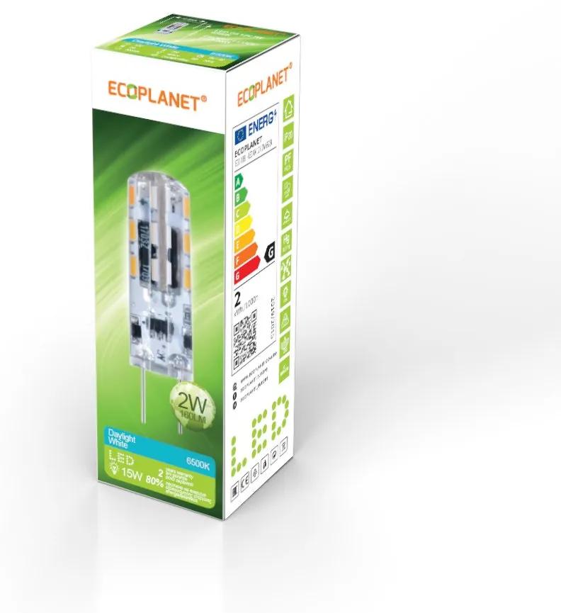 Bec LED Ecoplanet G4, 12V, 2W (15W), 170 LM, A+, lumina rece 6500K, Mat Lumina rece - 6500K, 1 buc