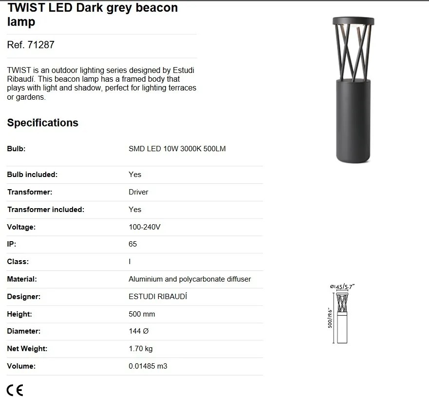 Stalp LED de exterior design modern ambiental IP65 TWIST