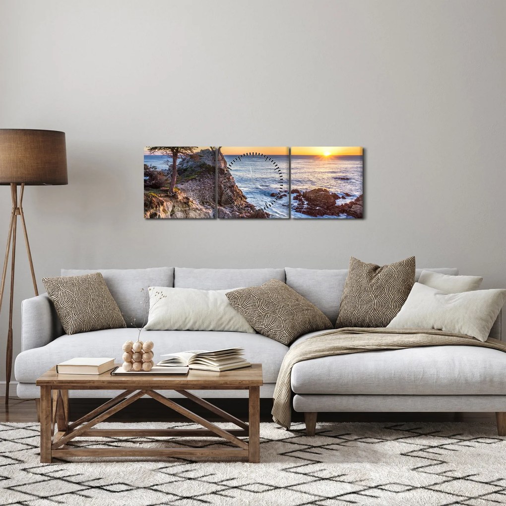 Tablou - Malul pacfic (cu ceas) (90x30 cm)