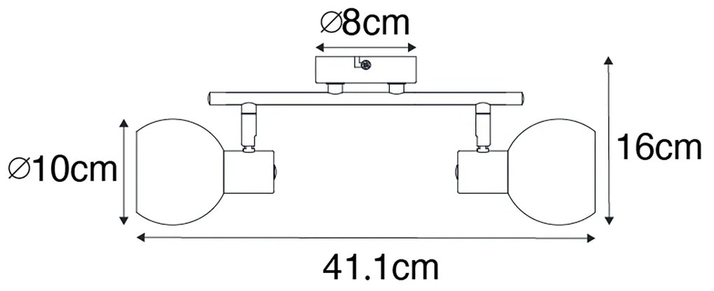 Plafoniera inteligentă neagră cu sticlă fumurie incl. 2 Wifi P45 - Vidro