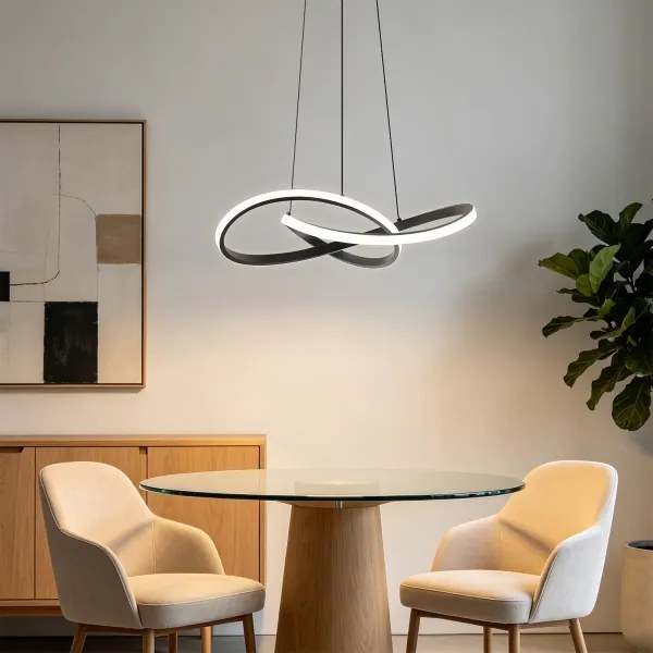 Brilagi - Lustra LED reglabilă suspendată pe cablu INFINITY LED/55W/230V 50x50 cm neagră + telecomandă