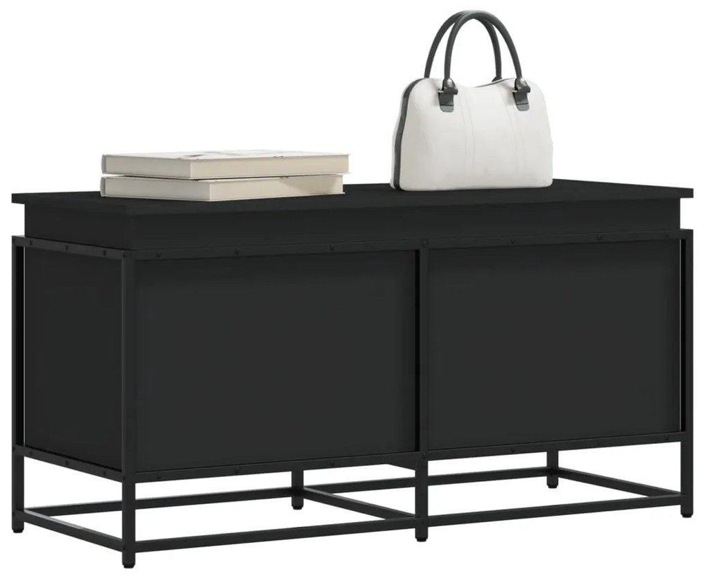 vidaXL Cutie depozitare cu capac negru 100x40x51,5 cm lemn prelucrat