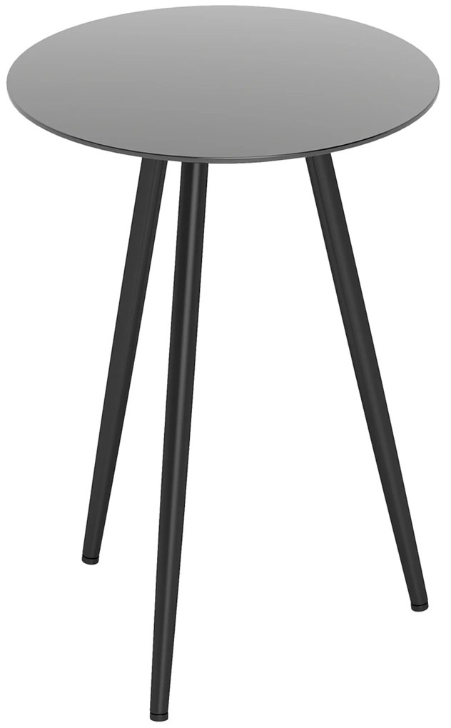 Outsunny Masă de cafea mică rotundă, masă de sprijin, blat din sticlă securizată, picioare ascuțite, cadru din oțel, Ø 40 x 50 cm, negru | Aosom Romania