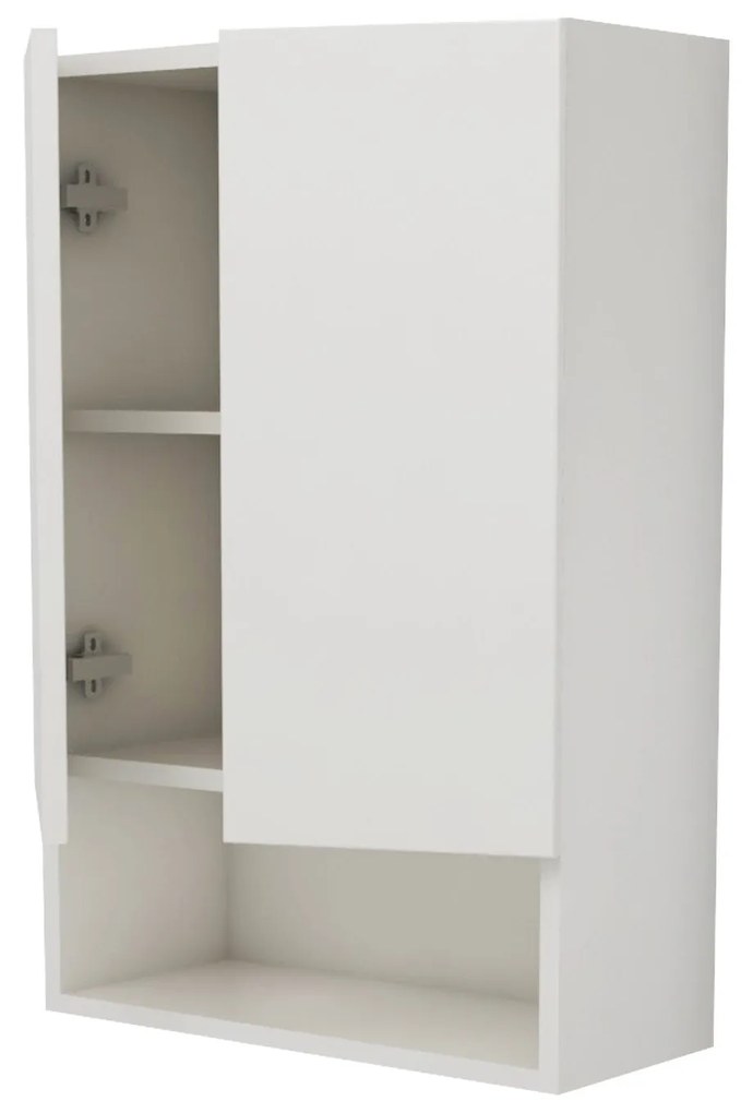Corp Baie Zed, Suspendat, 2 Usi, Alb lucios/Alb, MDF, L 48 x l 22 x H 72 cm