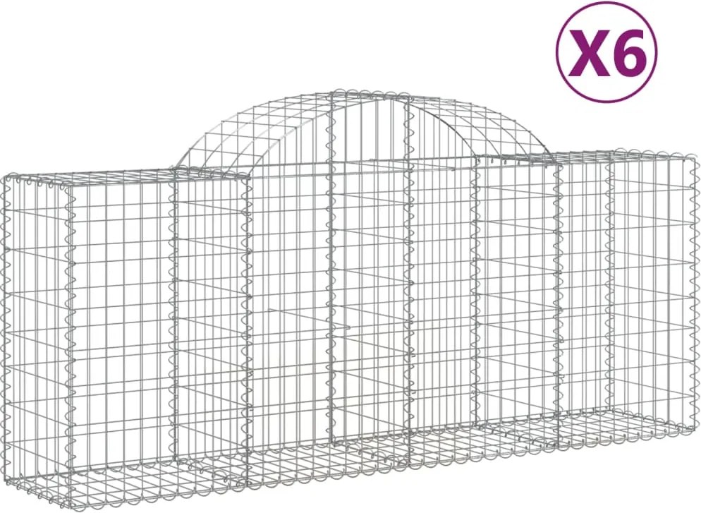 vidaXL Coșuri gabion arcuite 6 buc, 200x50x80/100 cm, fier galvanizat