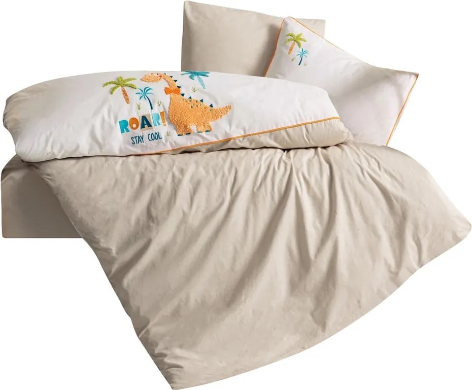 Lenjerie de pat pentru copii bej din bumbac pentru pătuț cu cearceaf inclus, cu 4 piese 100x150 cm Kiddo – Mijolnir