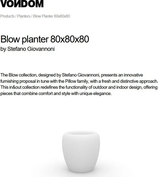 Ghiveci plante, flori design decorativ modern pentru amenajari interioare si exterioare, BLOW PLANTER 55019R Vondom