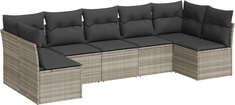 vidaXL Set canapele de grădină cu perne, 7piese gri deschis poliratan