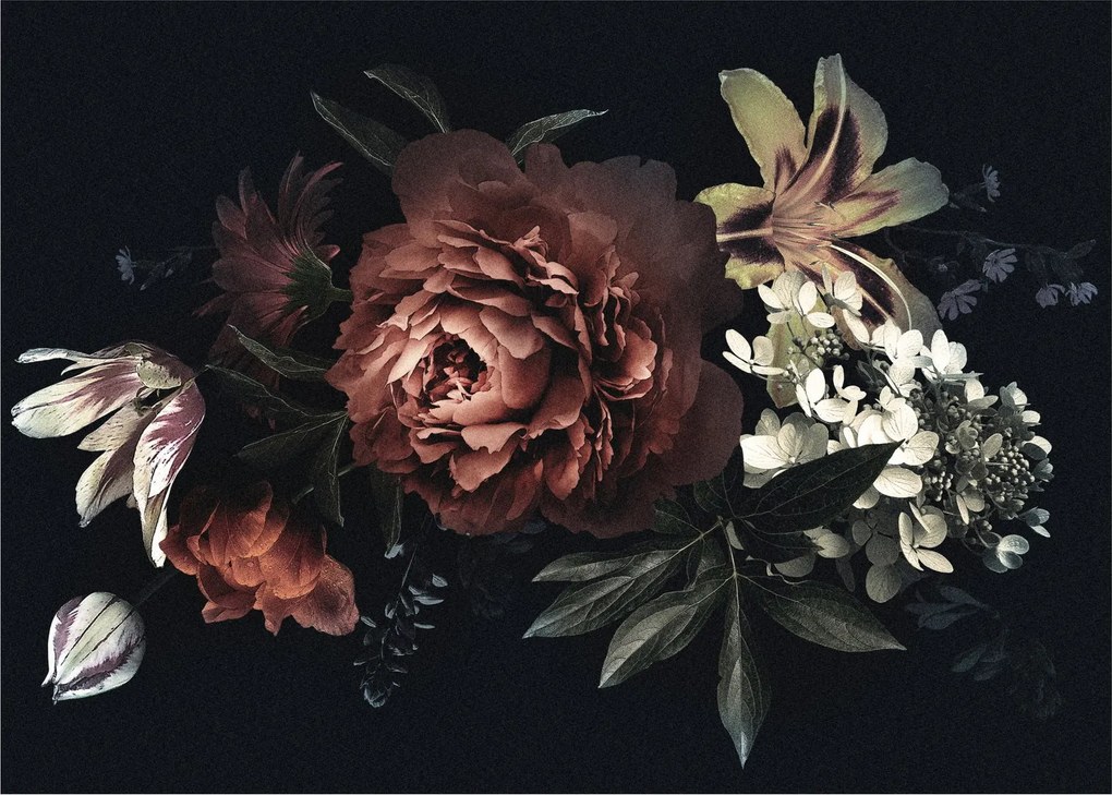 Tablou pe sticlă - Flori întunecate (70x50 cm)