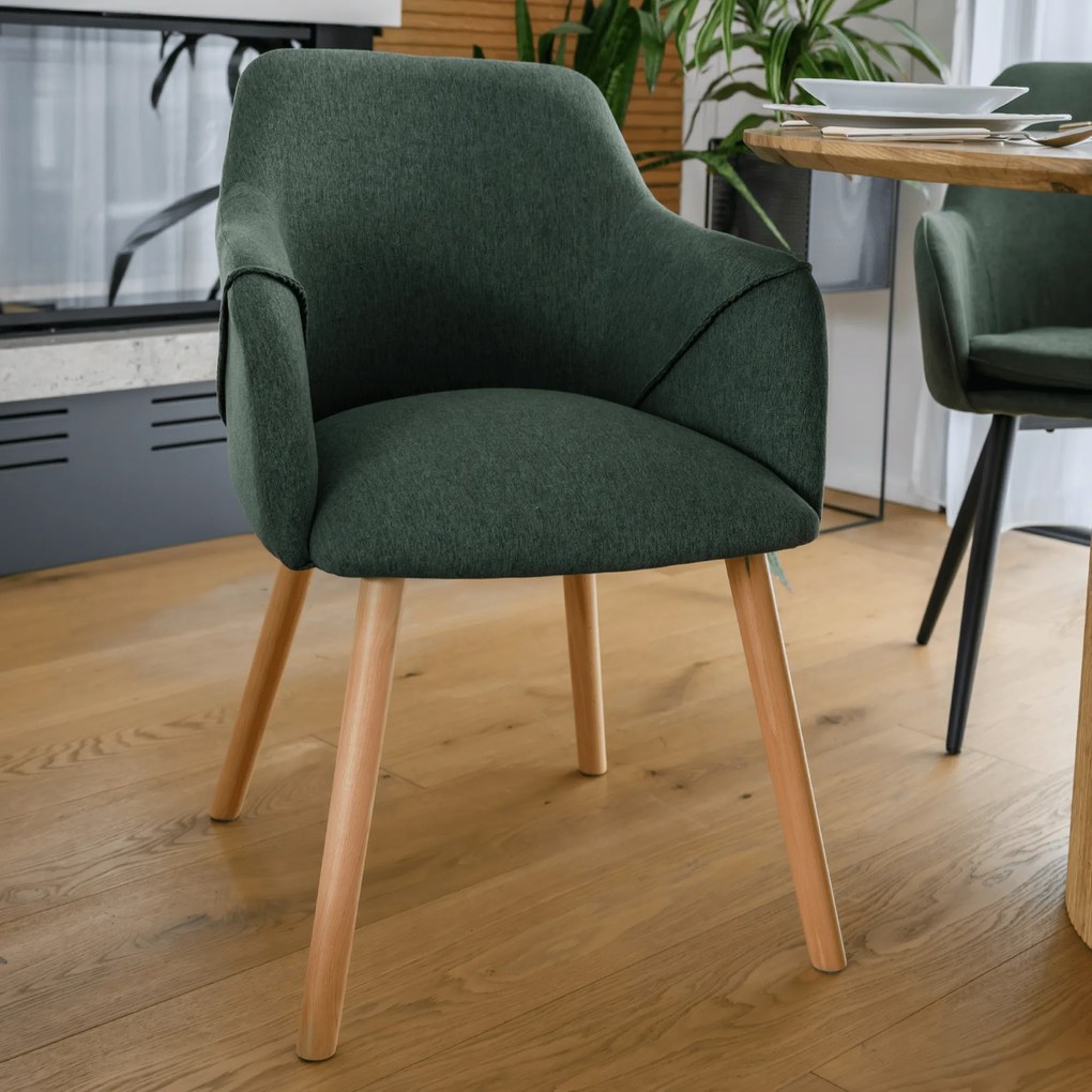 Fotoliu design, verde / fag, PETRUS