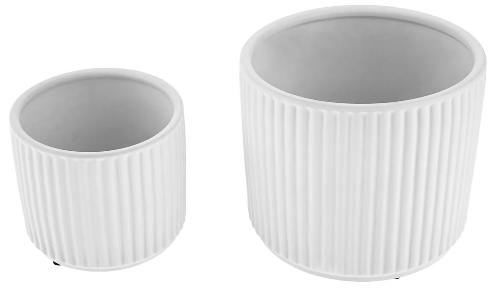 Ghivece de flori din ceramică, set de 2, alb mat, KELSO