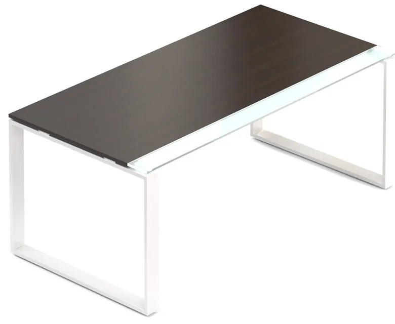 Masa Creator 180 x 90 cm, baza alba, 2 picioare, wenge