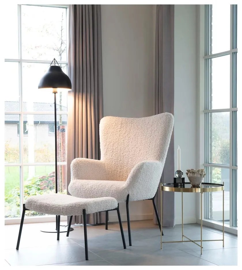 Taburet cu husă din blană artificială House Nordic Glasgow, alb