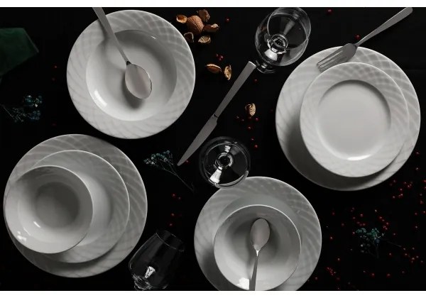 Set de veselă 24 piese alb/porțelan