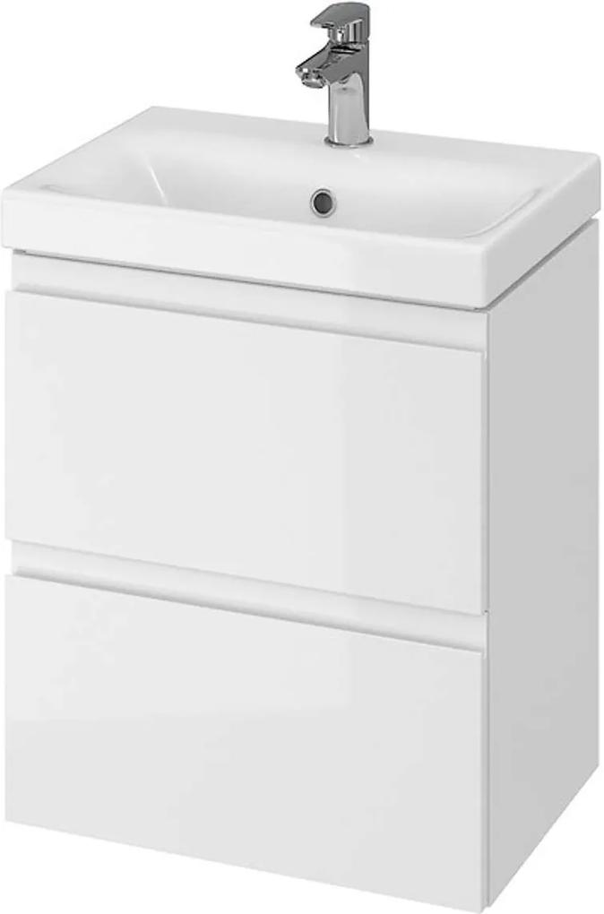 Mobilier baie Moduo Slim 50, pentru lavoar, cu doua sertare, alb, asamblat, 49.5x34.5x57 cm