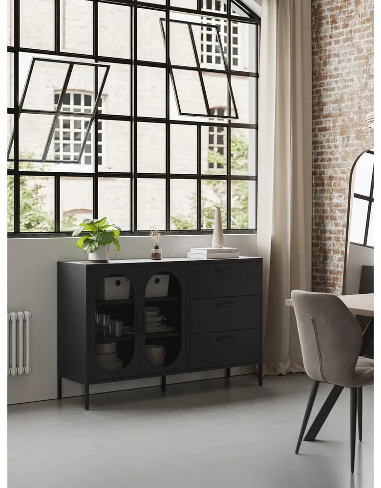 Comodă neagră 140x90 cm Diora – Marckeric