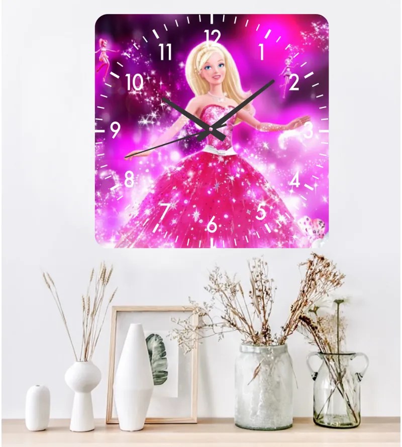 Ceas de perete Barbie roz