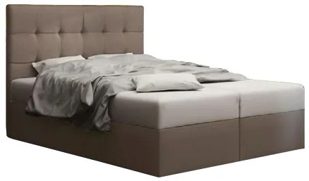 Pat matrimonial Boxspring 140 cm Duel 2 (maro) ( cu saltea și sp. depozitare). 1046445