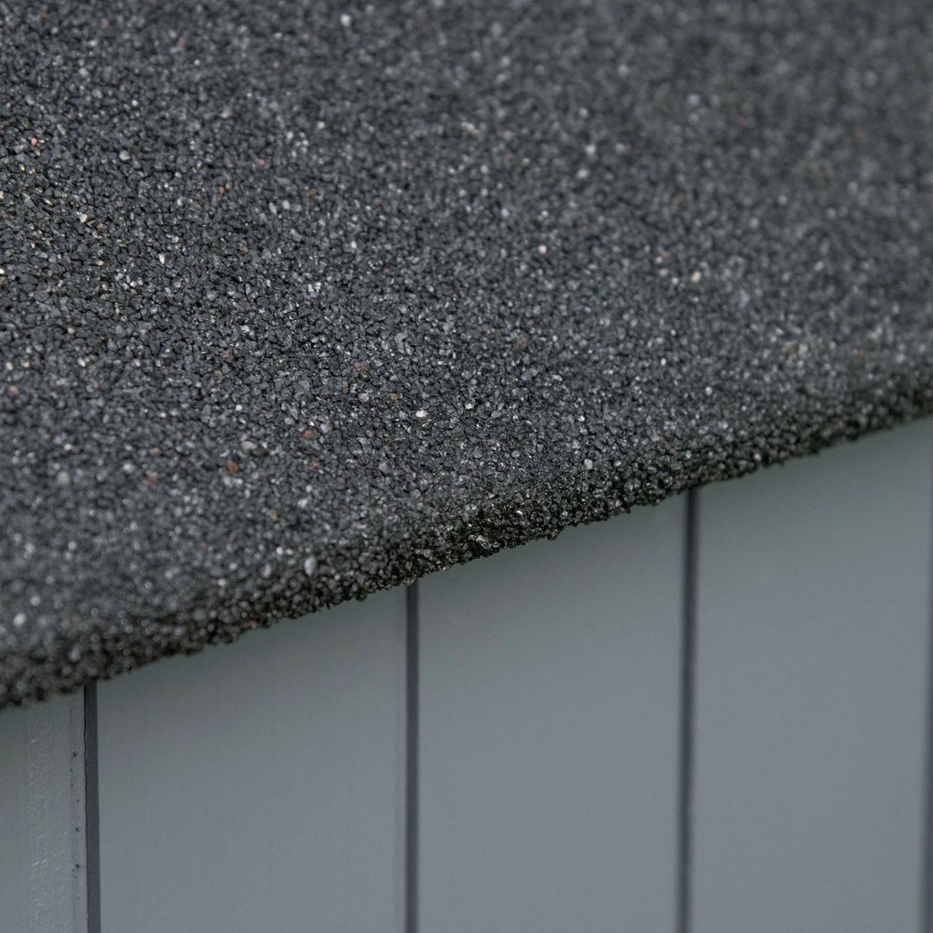 Outsunny Căsuț de grădină, compartiment deschis pentru lemne de foc, ușă cu zăvor, rezistent la intemperii, lemn natural, 129 x 51,5 x 180cm, gri+negru | Aosom Romania