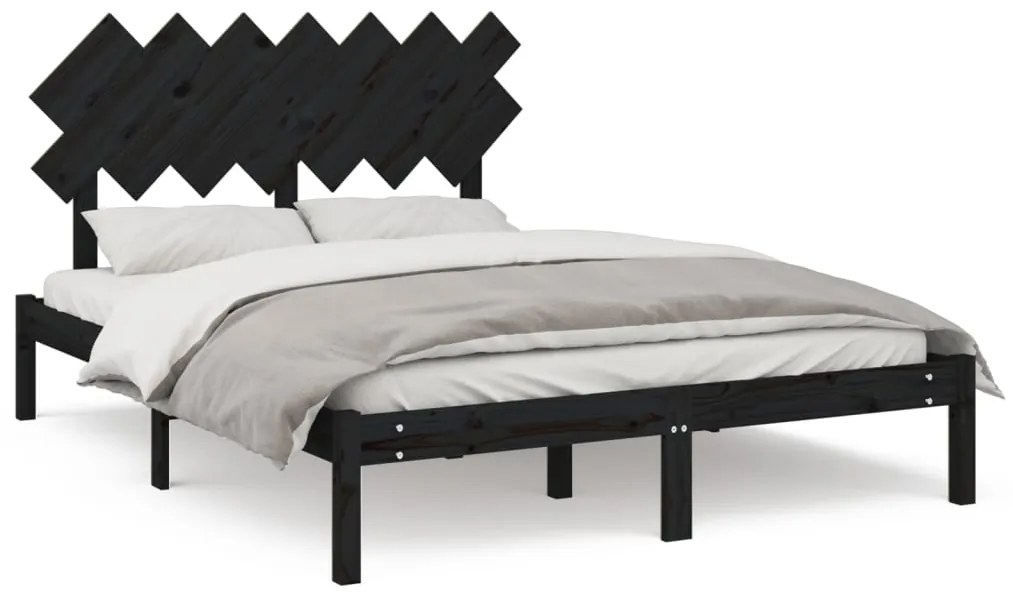 3104852 vidaXL Cadru de pat, negru, 140x190 cm, lemn masiv