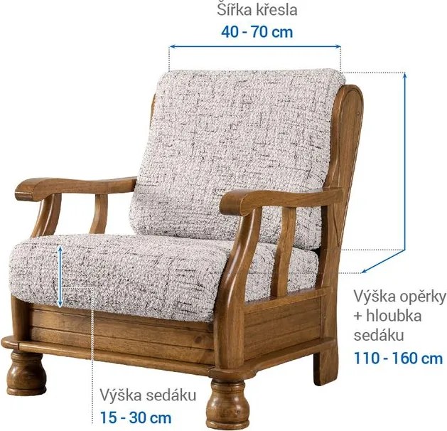 Gaico Huse bielastice VITTORIA smântânii fotoliu cu manere de lemn (l. 40 - 70 cm)