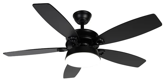 Ventilator de tavan negru cu telecomandă inclusiv LED - Malaki