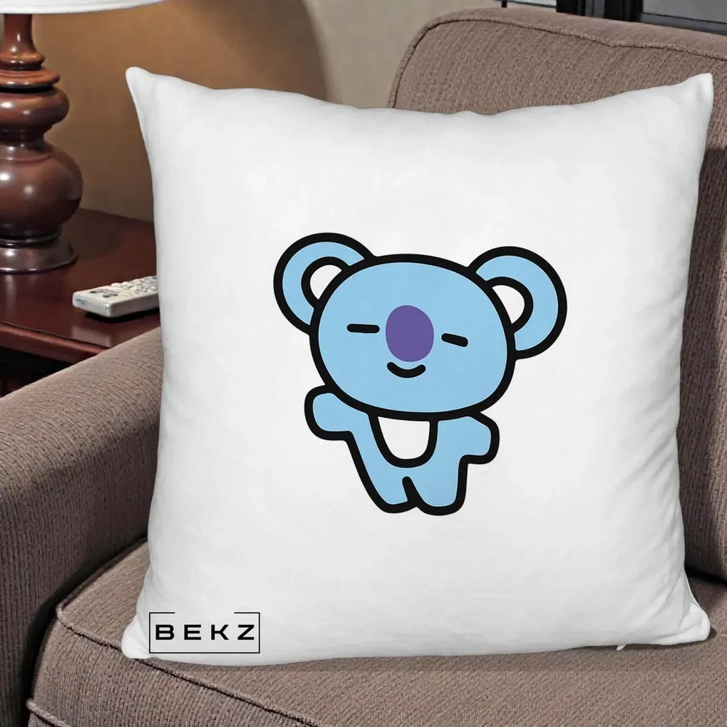 Perna Personalizata BT21 Koya Kawaii, 40x40 cm, Alb Pufos, Husa Detasabila, Perna Inclusa, BEKZ®