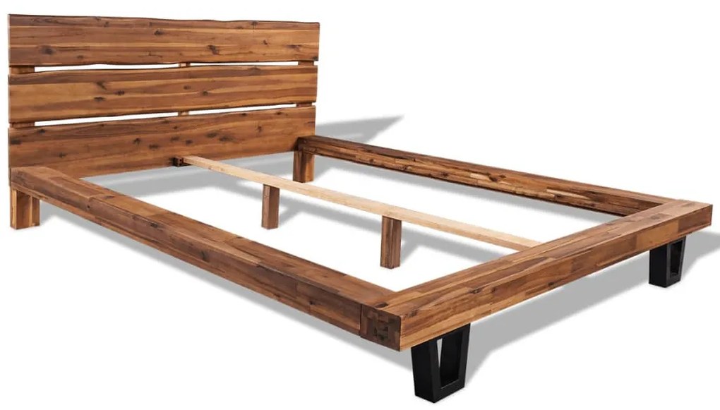 244998 vidaXL Cadru de pat din lemn masiv de acacia 180 x 200 cm