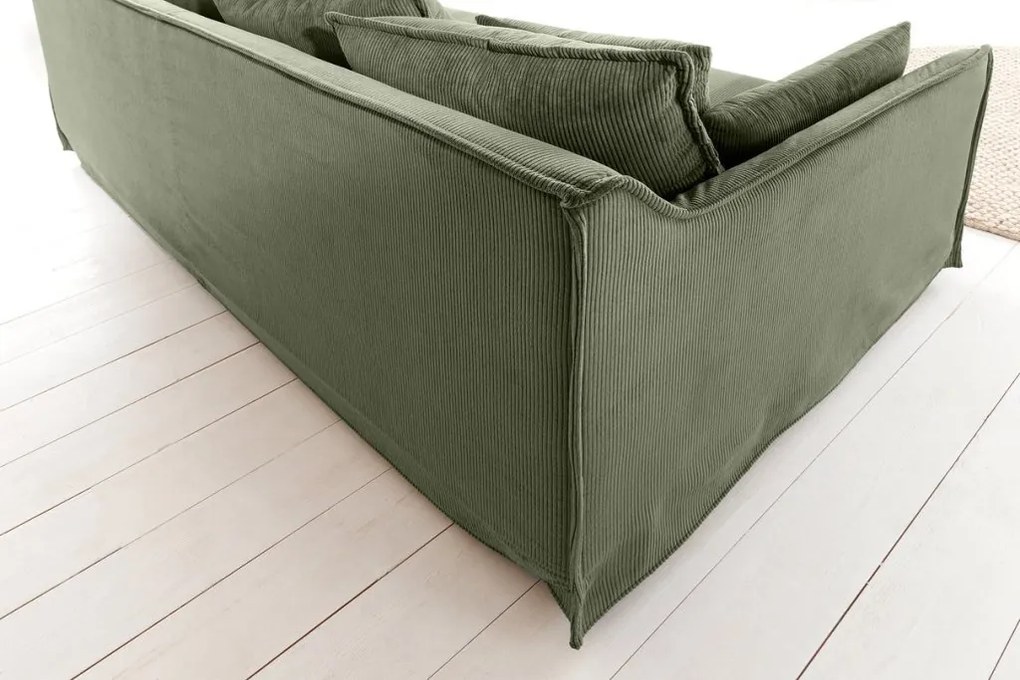 Canapea confortabila Heaven 200cm, catifea raiata verde