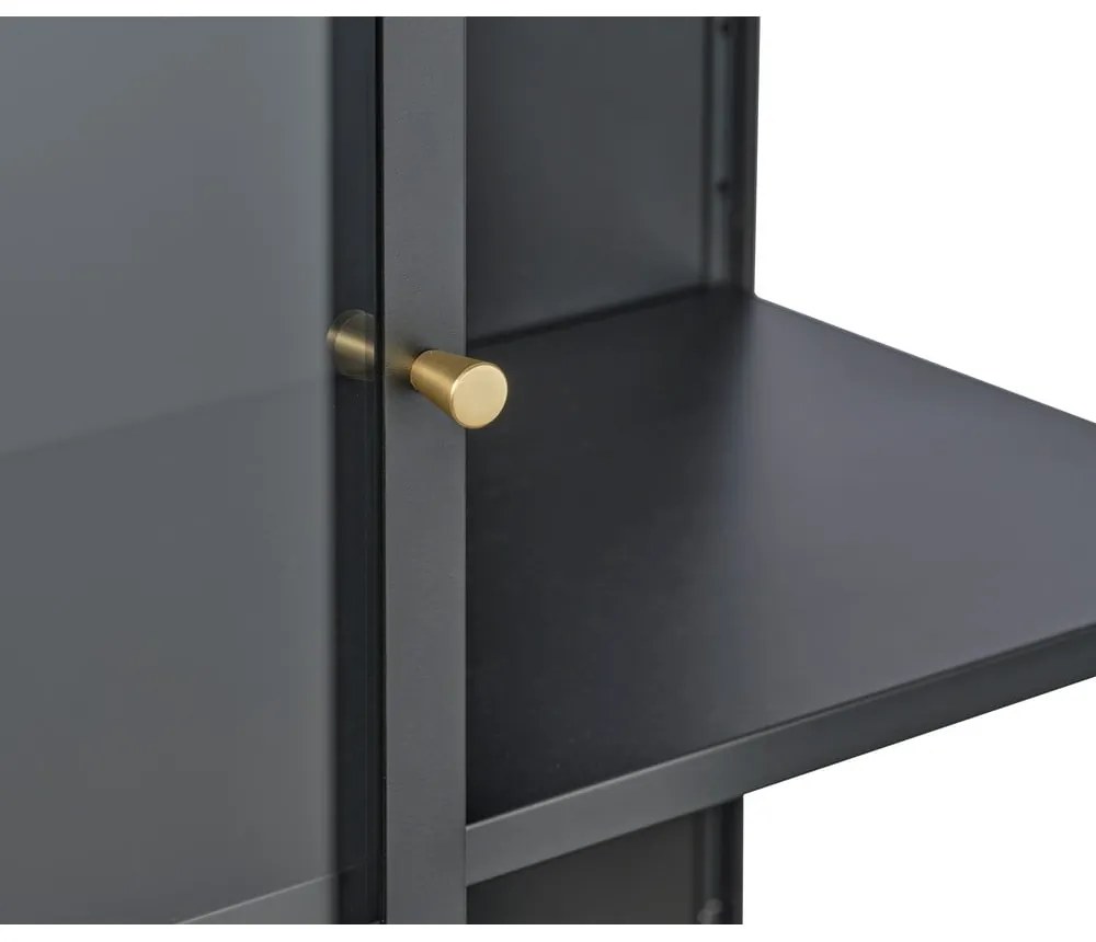 Vitrină neagră din metal 90x160 cm Carmel – Unique Furniture
