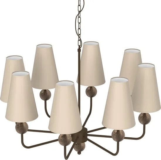 Candelabru GRENADA cu lanț, 8xE14/15W/230V, bej