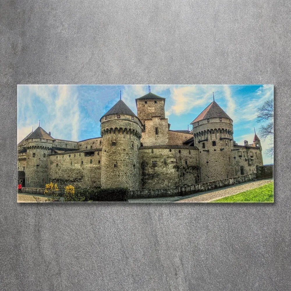 Pictura pe sticlă acrilică Castelul din elveția