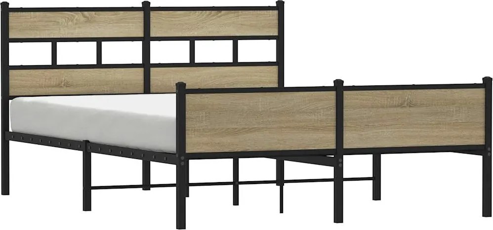 vidaXL Cadru de pat metalic fără saltea, stejar sonoma, 160x200 cm