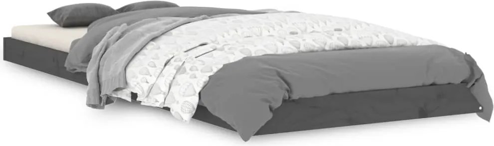 vidaXL Cadru de pat mic Single, gri, 75x190 cm, lemn masiv de pin