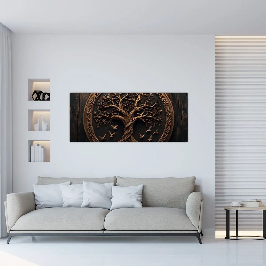 Tablou – Arborele vieții din lemn (120x50 cm)