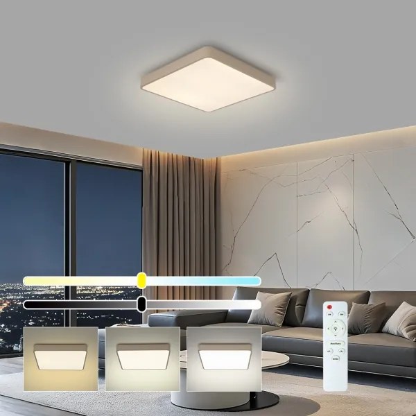 Brilagi-LED Plafonieră LED POOL, 36W, 230V, 3000-6000K, 40x40 cm, bej, cu dimmer și telecomandă