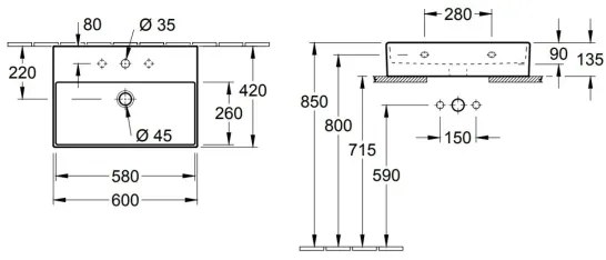 Villeroy & Boch Lavoar suspendat MEMENTO 60x42 cm ceramică/alb - 4A226G01
