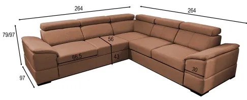 Colțar extensibil reversibil GRANADA, cu spațiu de depozitare, maro