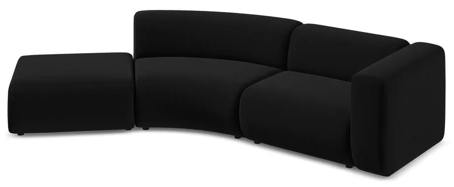 Șezlong negru cu tapițerie din catifea (cu colț pe partea stângă) Ekahi – Makamii