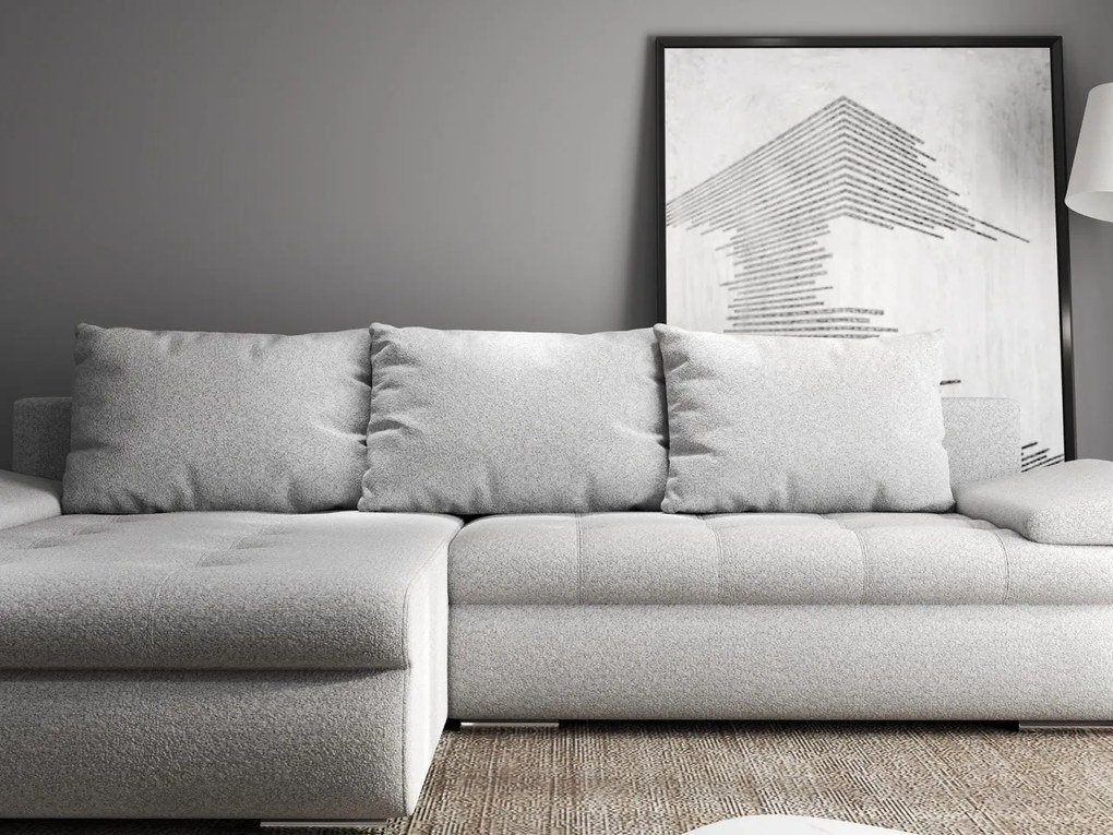 Colțar extensibil dumonde cu ladă de depozitare si sezut confortabil din spuma high-density, Leonardo Euphoria Dove 260x185 cm