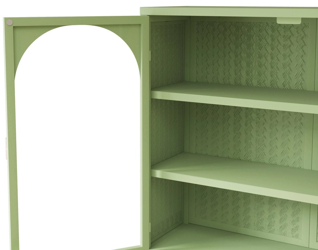 Dulap modern cu uși din sticlă, Verde | Aosom Romania