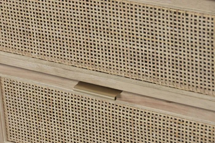 Comodă inaltă natur , din lemn de molid si rattan "Solara"