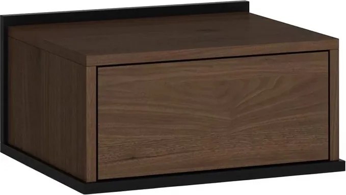 Noptieră suspendată Zenar cu sertar 50 cm - nuc elegant / negru