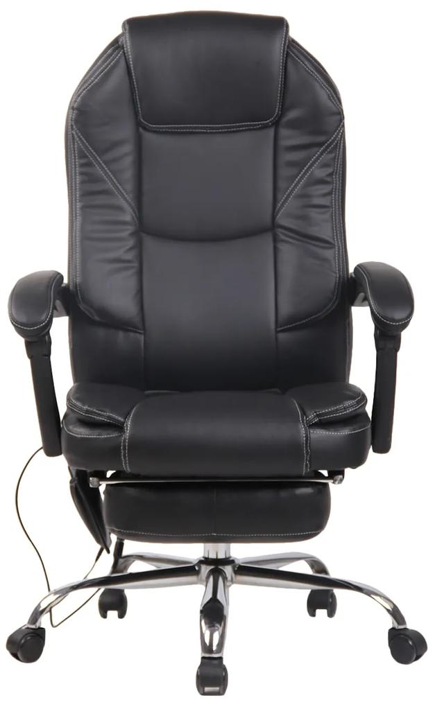 Scaun directorial cu masaj, resigilat, funcție recliner și suport picioare, piele ecologică, SIB 72001M